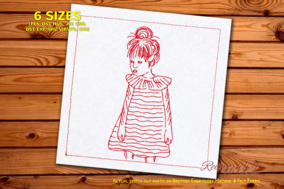 Girl in Pattern Dress: A Seasonal Embroidery Gem